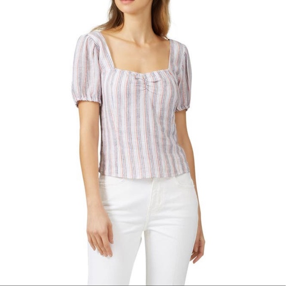 NWT Sanctuary Smocked Linen Top Poofy Sleeves XS - Picture 3 of 10